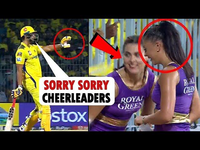 Shivam Dube Six hit to Cheer Leaders in Dugout Straight into the KKR cheerleader KKR vs CSK IPL 2023