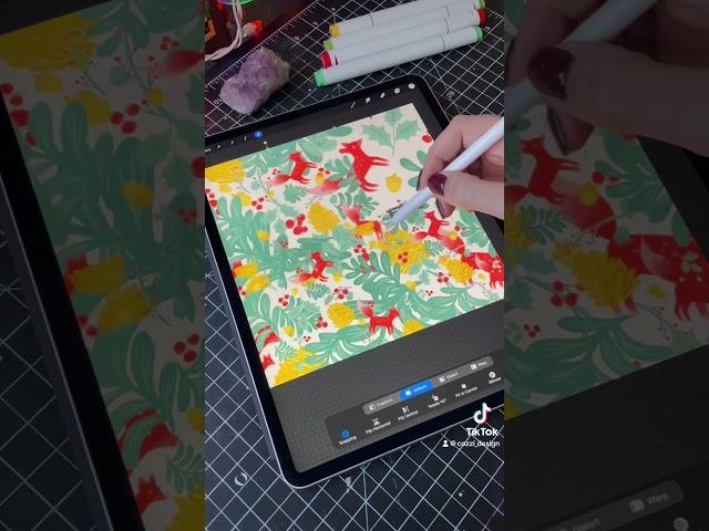 New vintage winter seamless pattern ️ #artstudio #smallbusiness #seamlesspattern #shorts