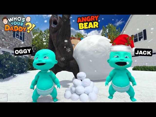 OGGY RUNNING FROM SNOW STORM AND ANGRY BEAR! (WHO'S YOUR DADDY)