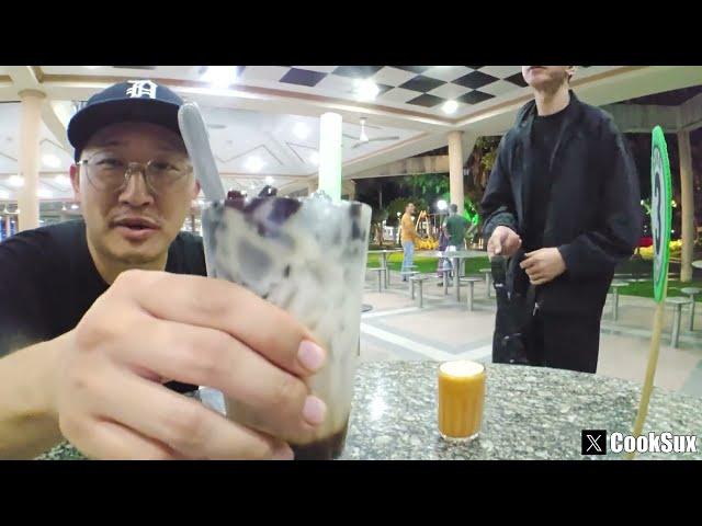 CookSux tries Chin Chow Susu (grass jelly milk)