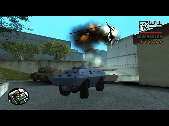 GTA San Andreas S.W.A.T Tank APC Rampage + 6 Star Wanted Level Escape