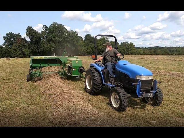 Baling Hay With a Compact Tractor.  Can The New Holland TC33D Handle The John Deere 328 Baler