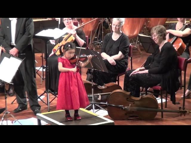 Violin solo four year old Leia Zhu in North East Last Night of the Proms