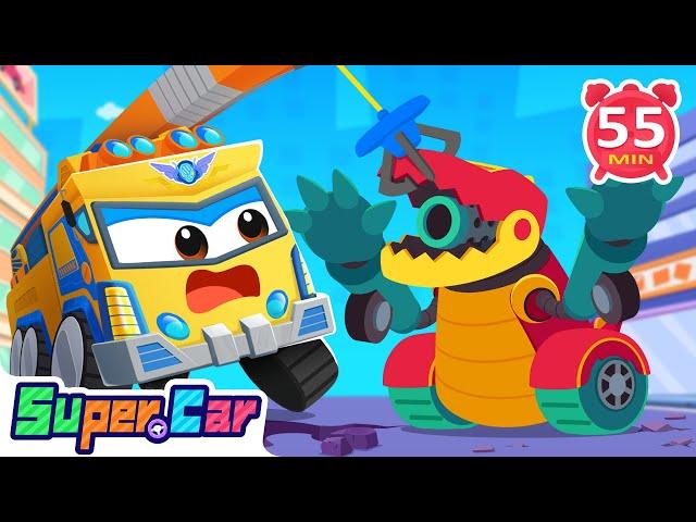 Catch The Evil Dinosaur Truck | Crane Truck To The Rescue | Fun Kids Cartoons & Catchy Car Songs!