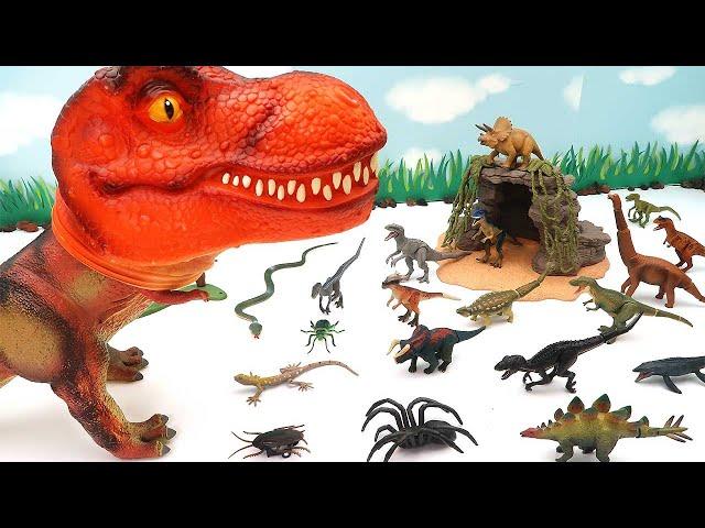 Giant Tyrannosaurus Rex Eat Mini Dinosaurs! Dinosaur Rescue Video - Jurassic World Dino 공룡 구출