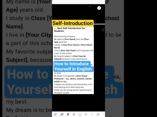 Best Self Introduction for Students | How to Introduce Yourself in English | School Speech Example