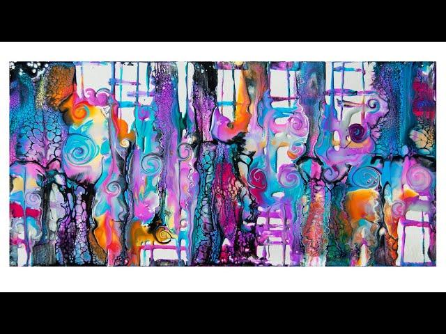 #9253 Geometric with Spirals Contemporary Fluid Art 4.08.2023intuitive art