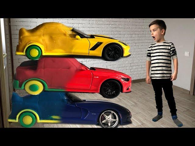 Magic cars made of clay. Video for kids.