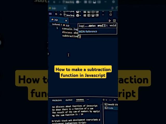 Making a subtraction function in Javascript @codingthirst  #shorts #viral #coding