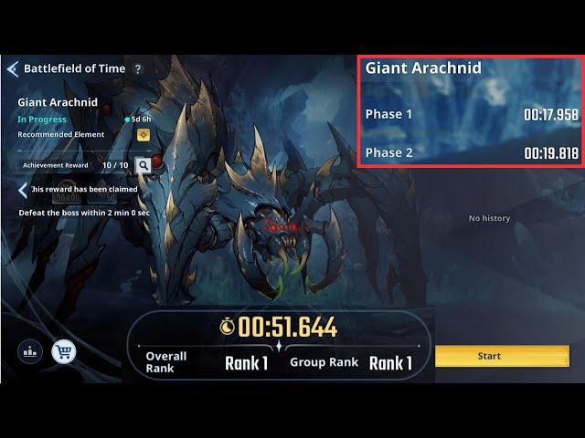 Giant Arachnid (0:51.644) (49s?) | A5 Cha | Battlefield of Time Season 5 #1 | Solo Leveling: Arise