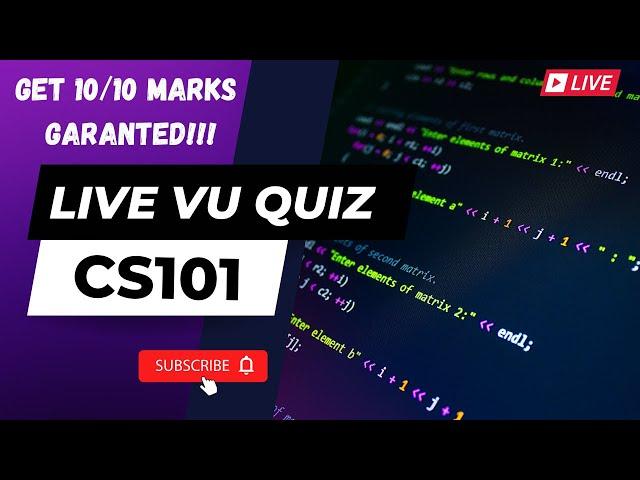 CS101 LIVE VU QUIZ 1| Get Full Marks Guaranteed | Quiz Hacks | Virtual University