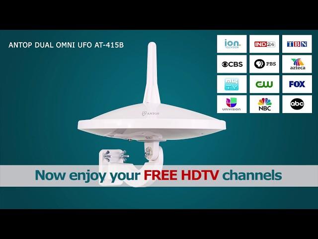 ANTOP UFO Dual Omni AT-415B Outdoor/RV/Attic HDTV Antenna | Smartpass Amplified