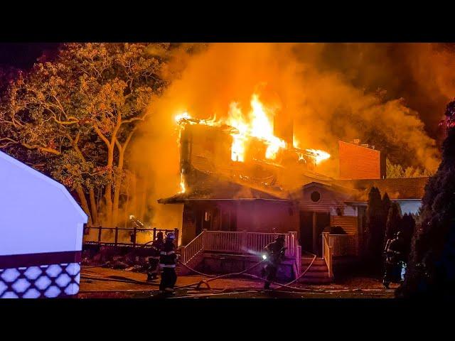 HEAVY FIRE DESTROYED RIVERFRONT HOME Two Alarm Structure Fire Brielle New Jersey 10/29/24