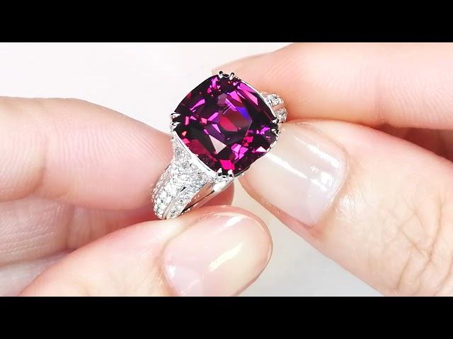 Magenta Garnet Ring at 6.75 carats by Kat Florence KF07958