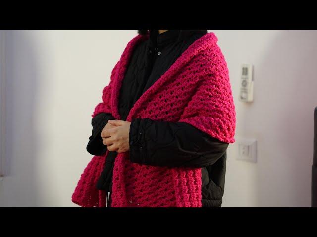 Cross stitch rectangular shawl crochet pattern