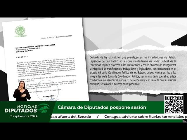 Cámara de Diputados pospone sesión