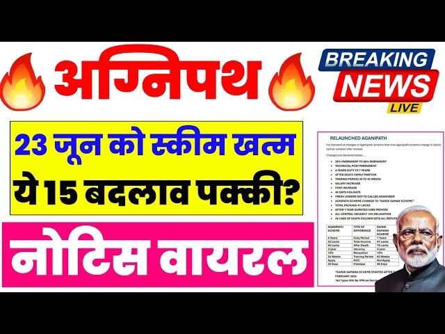 अग्निपथ स्कीम खत्म आ गयी खुशखबरी  सरकार का 15 बदलाव वाला नोटिस आ गया जान लो सब