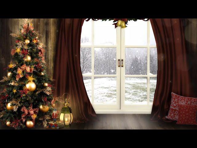 COLI Loop 4K Christmas COZY Ambiance | Snow Fall Relaxing Music Box Meditation Wind Sounds For Sleep