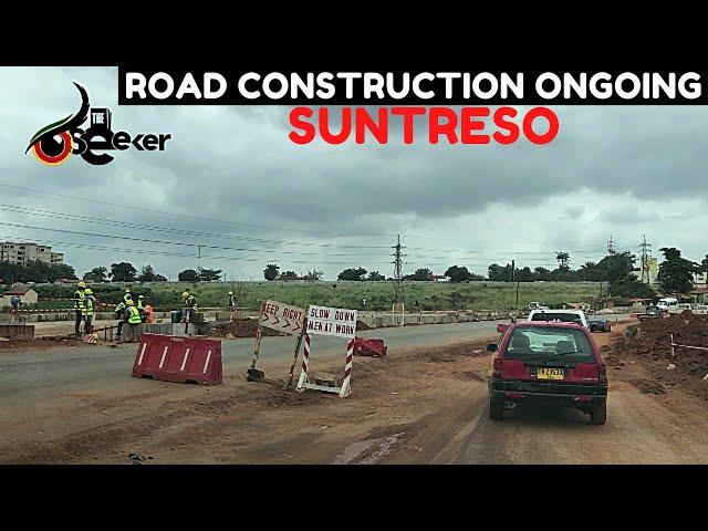 Road Construction Works In Progress on the Suntreso - Bekwai Roundabout Road in Kumasi, Ghana.