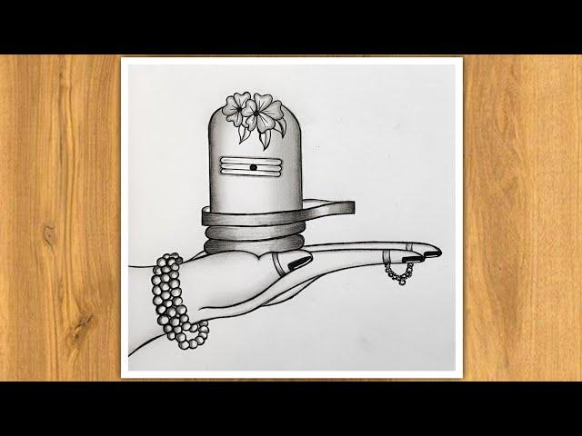 How To Draw Holding Shivling | Shiva Drawing Easy | Mahadev Drawing Easy | Shivling Drawing Easy