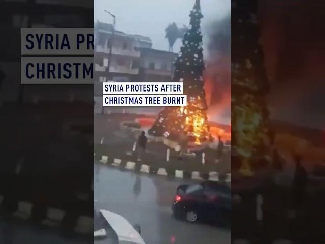 Syria protests after Christmas tree burnt