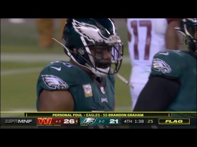 Brandon Graham Late Hit On Heineke & Eagles Lose On A Penalty | Commanders Vs Eagles Week 10