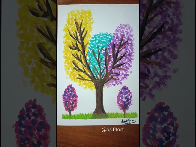 Watercolor Tree Painting #shorts #art #viral