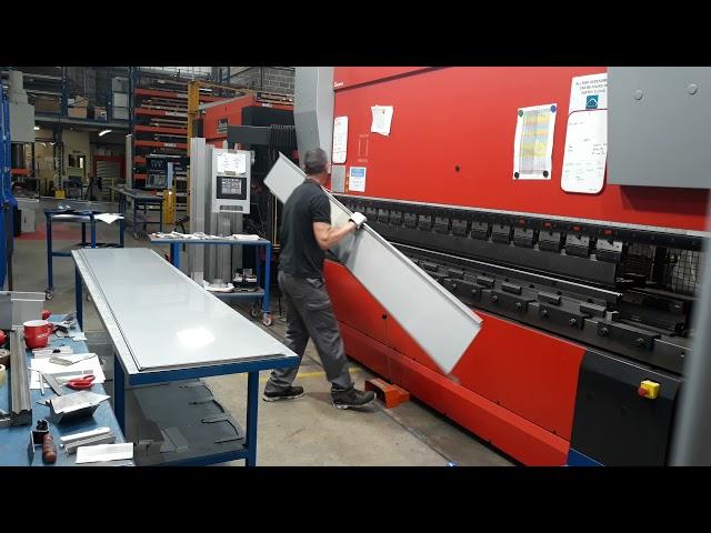 Amada HFE M2 2204 4M 6 axis CNC press brake in operation