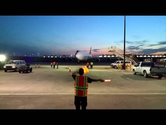 Cargo Ramp Marshalling - Cathay Pacific Cargo Gate Arrival [B-LJA] at O'Hare Airport [05.22.2015]