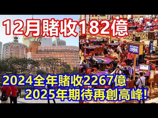 12月賭收182億 跌左仍合乎預期 ! 2024全年賭收2267億 2025年期待再創高峰 !