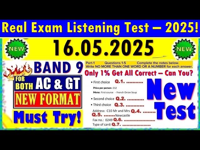 IELTS LISTENING PRACTICE TEST 2025 WITH ANSWERS | 16.05.2025