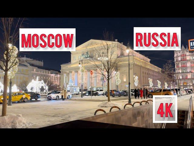 4k Winter Walk in Moscow - Russia Winter - Night Walk In Moscow - Beautiful Russia Freezes in Winter