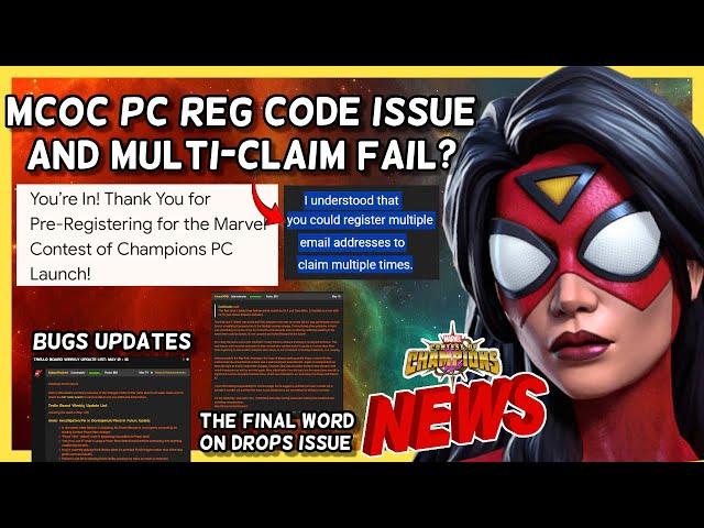 MCOC PC Reg Issue + Code Multi Claim fail | Final Say on Twitch Drops issues | Bugs Update [MCN]