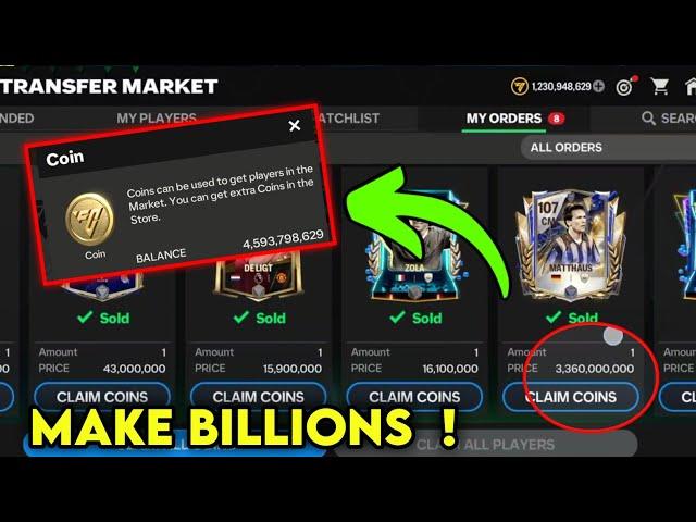 HOW TO GET BILLIONS MILLIONS OF COINS SELL PLAYERS MARKET FREE STANDARD PACK IN EA FC FIFA MOBILE 25