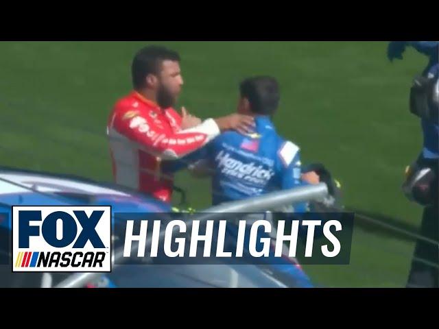 Kyle Larson and Bubba Wallace FIGHT after wreck at Las Vegas | NASCAR ON FOX HIGHLIGHTS