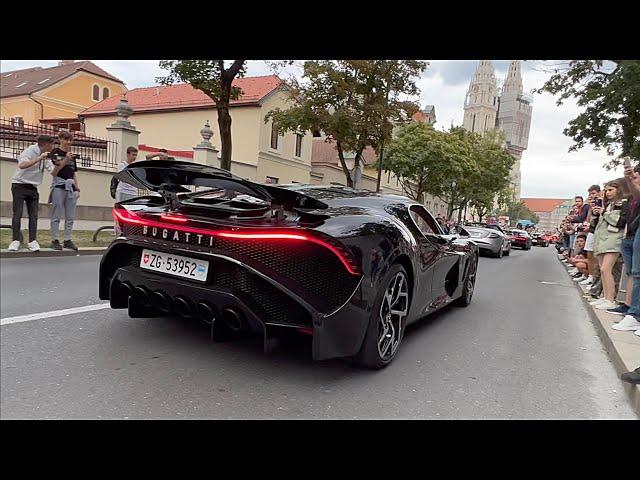 Super Car Owners arriving to Zagreb (4K) Bugatti, Pagani, Rimac...