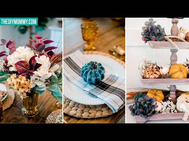 FALL DECOR FROM DOLLAR TREE | Tiered Tray, Place Setting & Floral Arrangement