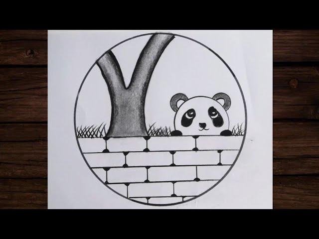 Easy circle scenery drawing /Easy drawing ideas for beginners/ How to draw pencil sketch drawing