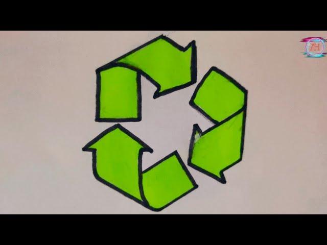 #recyclingsymbol/How to draw a recycling symbol ICON step by step for beginners