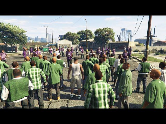 The Biggest Gang War in GTA 5 History! (100 Grove vs 100 Ballas)