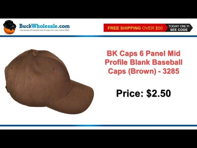 BK CAPS 6 PANEL MID PROFILE BLANK BASEBALL CAPS (BROWN) - 3285