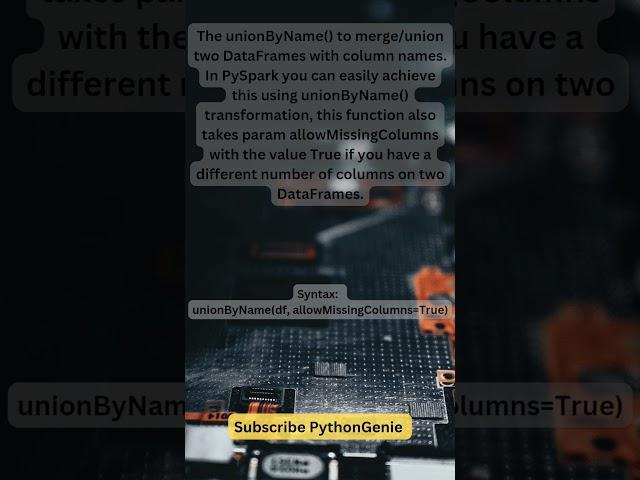 Pyspark Functions: UnionByName #bigdata #spark #pyspark #databricks #apachespark #postmalone #python