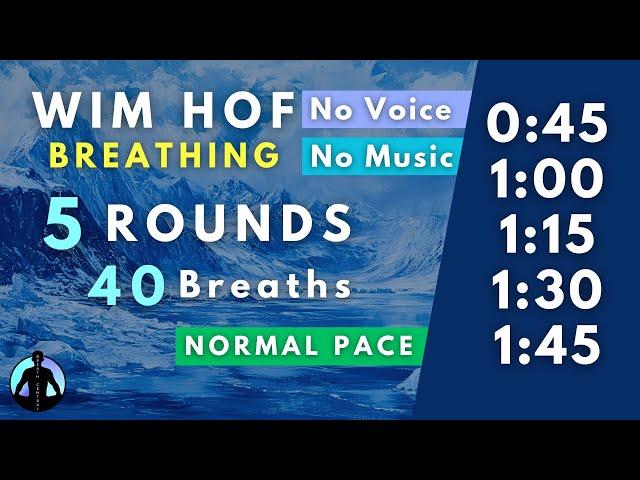 WIM HOF Guided Breathing | 40 Breaths 5 Rounds Normal Pace | To 1:45min No Voice No Music