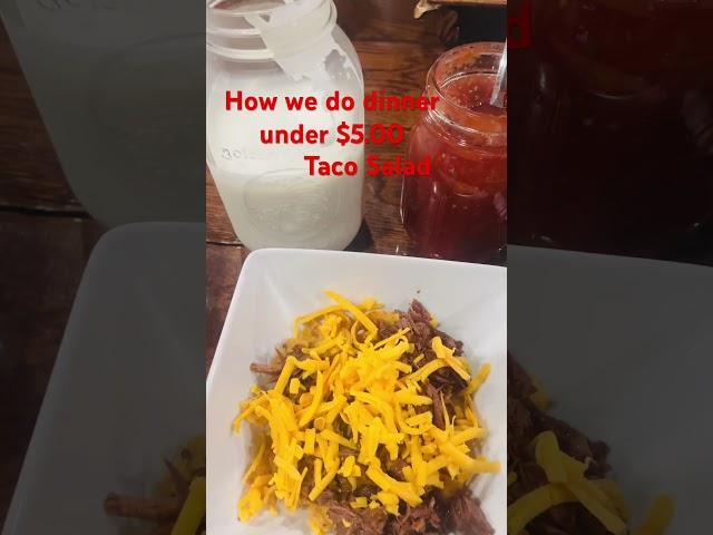 This is how we do dinner under $5.00. Yummy taco salad. Love our homesteading lifestyle!