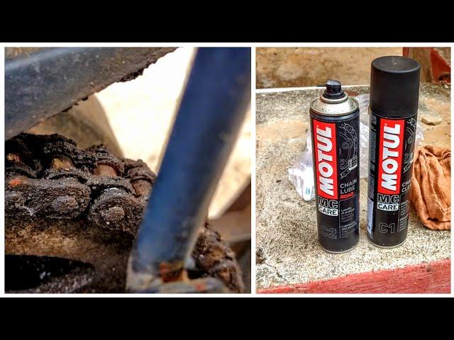 DIY :  Cleaning and lubing motorcycle chain using Motul C1 & C2