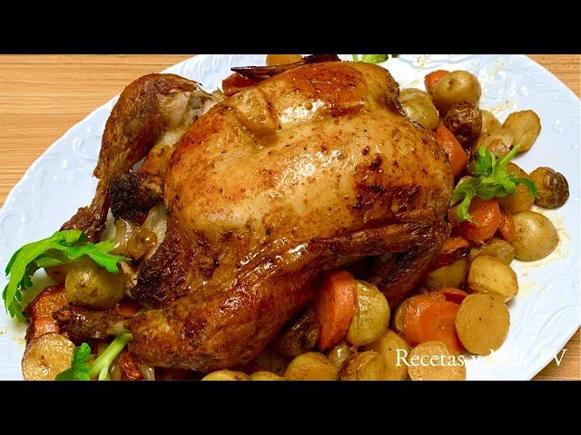 Como hacer Pollo al Horno ( Truco para que te quede Dorado y Rico) -Roasted Chicken Recipe