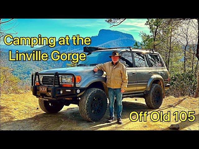 Camping at The Linville Gorge on Old NC 105, 80 Series Land Cruiser, Slackline, Jets