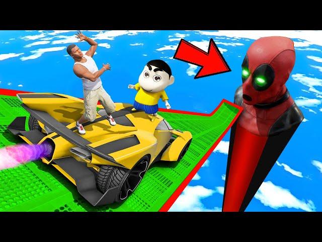 SHINCHAN AND FRANKLIN TRIED THE IMPOSSIBLE DEADPOOL MEGA RAMP PARKOUR WITH SUPERCAR CHALLENGE GTA 5