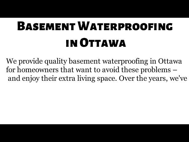 Basement Waterproofing Ottawa   The Foundation Experts