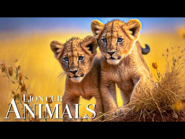 Lion Cubs 4K ~ Relaxing Music That Heals Stress, Anxiety and Depressive Conditions, Gentle Music